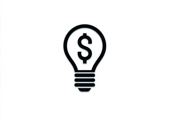 Dollar symbol in light bulb outline on white background