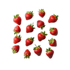 Fresh Strawberries Falling on Transparent Background -  Vibrant Red Berry Pattern