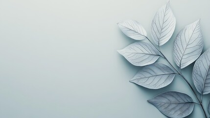 Silver leaves on a light gray background.