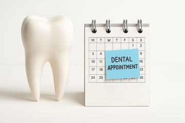 Tooth with mini calendar and reminder note. Clean mockup concept for dental appointment and oral health awareness.