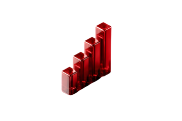 3D Red Bar Graph on Black Background Business Growth Visualization
