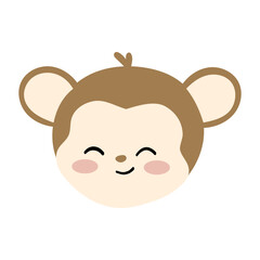 Cute Cartoon Monkey Face Illustration