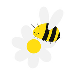 Obraz premium Illustration of a Bee on a Daisy