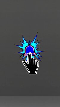 Ic&ocirc;ne anim&eacute;e d'une main activant une cloche de notification lumineuse

