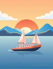 Naklejka premium yacht in the sea