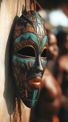 mask of an African tribe with copy space vertically 9:16