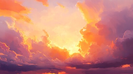 A vibrant sunset sky filled with dramatic clouds.