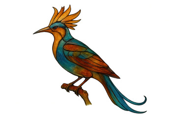 Fototapeta premium Colorful Bird Perched on Branch with Transparent Background