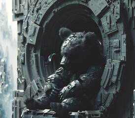 Portrait of teddy animal for atmospheric as gothic 