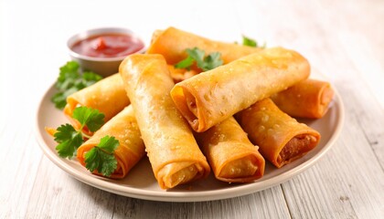 Crispy Pork Spring Rolls with Sweet and Sour Sauce