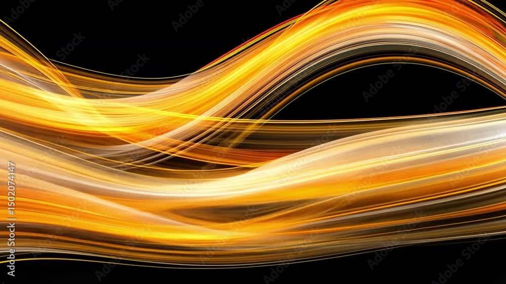 Poster vibrant abstract design flowing golden waves and smooth curves create dynamic visual energy and move