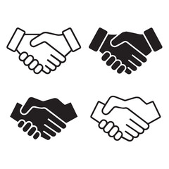Handshake icon set. Business agreement handshake. friendly handshake icon symbol. partnership deal symbol for apps, ui, website, vector illustration