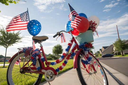 4th of July Bicycle Colorful Illustration