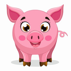 Naklejka premium cute pink pig smiling