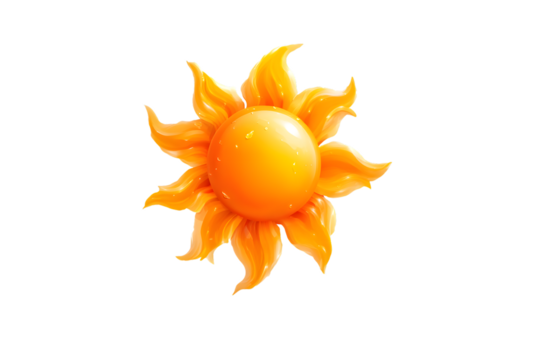 Vibrant Sun Illustration with Dynamic Flames Perfect for Weather Graphics and Summer Themes