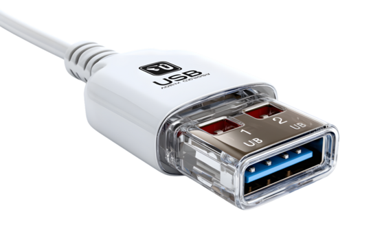 USB Cable Connector with Transparent Housing and Multiple Ports for Data Transfer and Charging