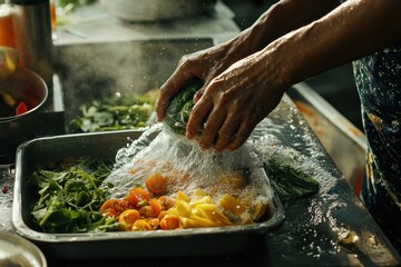 Washing fresh vegetables