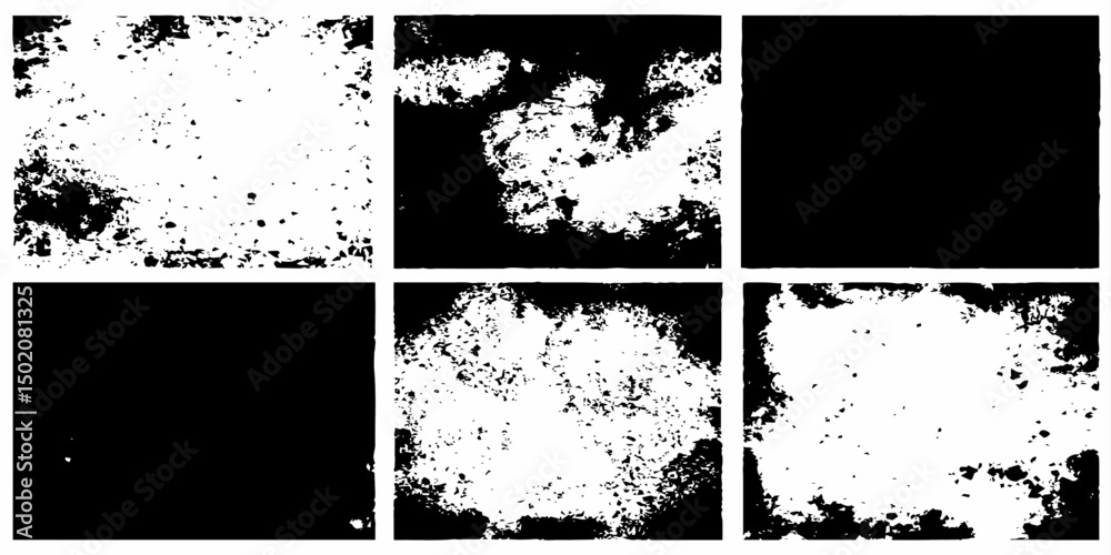 Poster collection of abstract black and white grunge textures perfect for adding depth and style.in a grid 