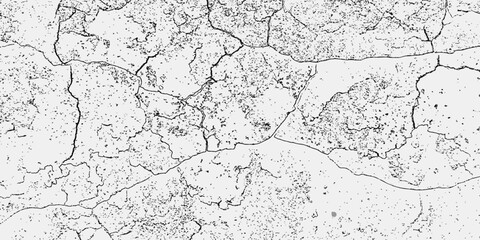 Obraz premium white surface with a pattern of cracks and dark spots all over it, creating a distressed and aged texture and effect grunge white background.