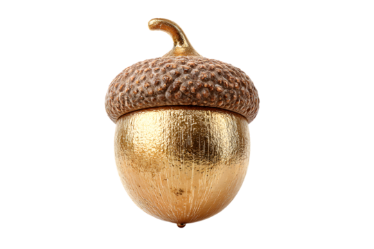 Golden Acorn with Detailed Texture on a Black Background Perfect for Nature Luxury and Desig