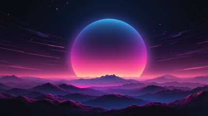 Fototapeta premium Black dark deep blue violet purple fuchsia pink abstract background. Color gradient. Noise grain mesh. Night sky. Sunrise over planet Earth. Or sunset, eclipse. Sunlight.Horizon.Space universe