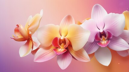 Purple pink rose orchid gold orange yellow peach white abstract background. Color gradient ombre. Ethereal iridescent sun colorful fun. Spring summer. Easter, March 8, Mother's Day.
