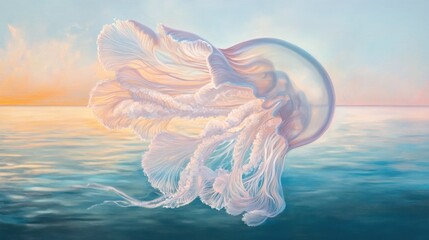 Delicate jellyfish against sunset
