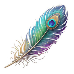 Vibrant Peacock Feather isolated illustration transparent 3d png