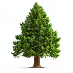 Fototapeta premium Lush Evergreen Tree Isolated on White Background for Nature and Environment Themes