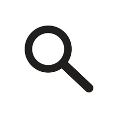 This isolated white vector magnifying glass icon is a tool for optical magnification and searching