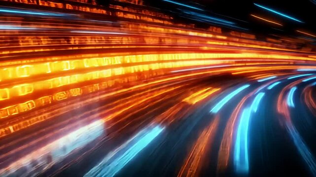 Digital data stream flowing through a tunnel. - Powered by Adobe