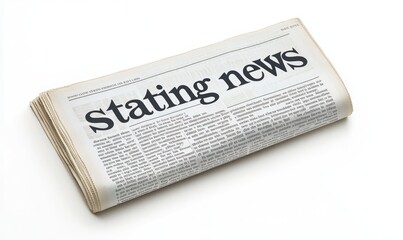 Folded newspaper with the words Stating News prominently displayed.  The newspaper's pages are filled with text, characteristic of a news publication