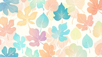 Fototapeta premium Pastel Fig Leaves Watercolor Design