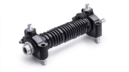 Mechanical Component Featuring Black Coil Spring and Metal Connectors