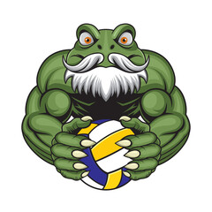 volleyball mascot frog vector illustration design