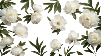 Elegant white peony flower swag with eucalyptus for decoration