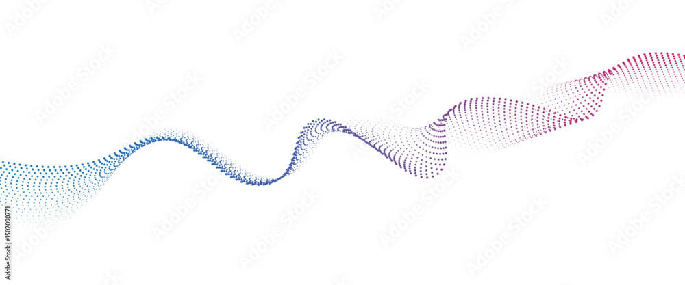 Poster Flowing Dot Wave halftone gradient pattern on transparent background	

