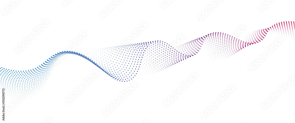 Poster Flowing Dot Wave halftone gradient pattern on transparent background	
