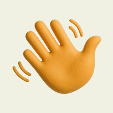 3D waving hand emoji animation isolated asset, transparent 4K video, alpha channel, ProRes 4444