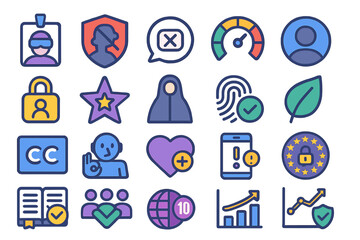 Fototapeta premium Various icons depicting digital security, identity management, and user interaction in a modern technological landscape