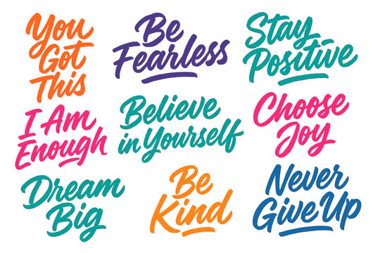 Motivational phrases encouraging positivity and self-belief for personal growth and inspiration