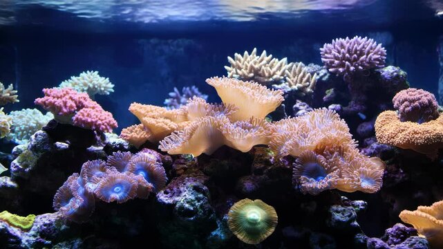 Vibrant coral reef ecosystem displaying a diverse range of marine life and colors