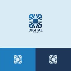 digital technology logo design template