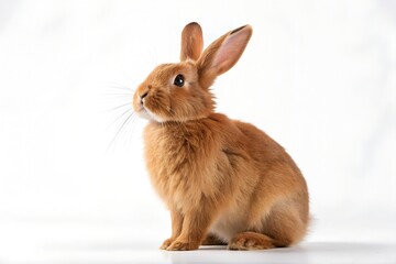 Obraz premium Adorable orange rabbit sitting on white background studio shot