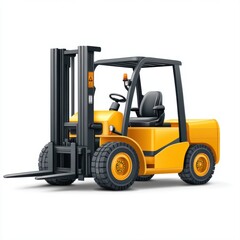 Yellow Forklift on White Background for Industrial and Warehouse Use