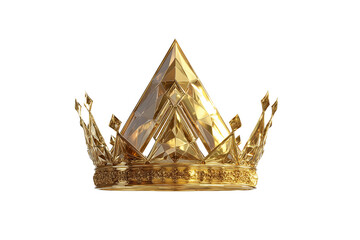 A set of high-quality artistic 3D renderings of stylized golden section signs merged with majestic golden crowns isolated on a transparent background