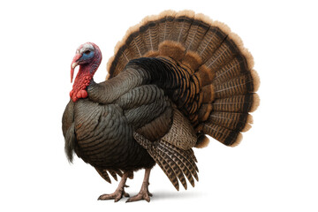 Wild turkey spreading vibrant feathers, isolated against transparent backdrop, highlighting seasonal wildlife beauty