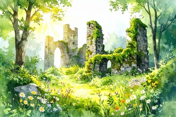 森の中の朽ちた城跡