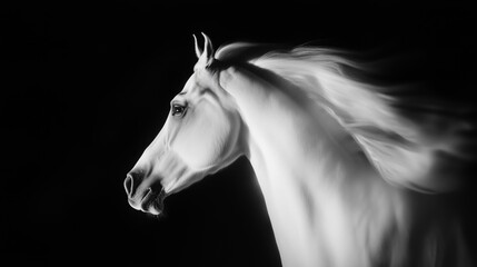 A graceful horse with a long, flowing mane