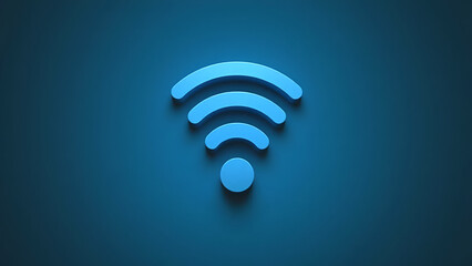 Bright blue wifi icon on dark blue background